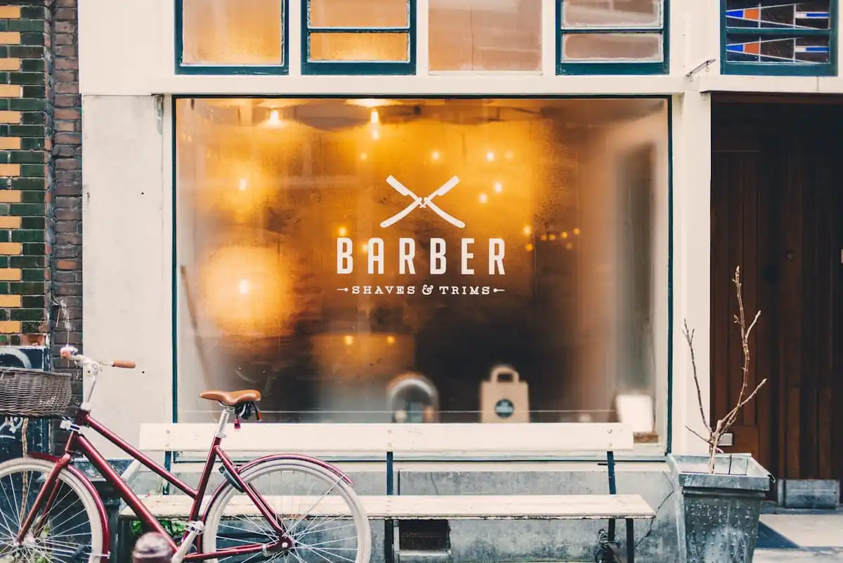 Barbershop storefront and entrance