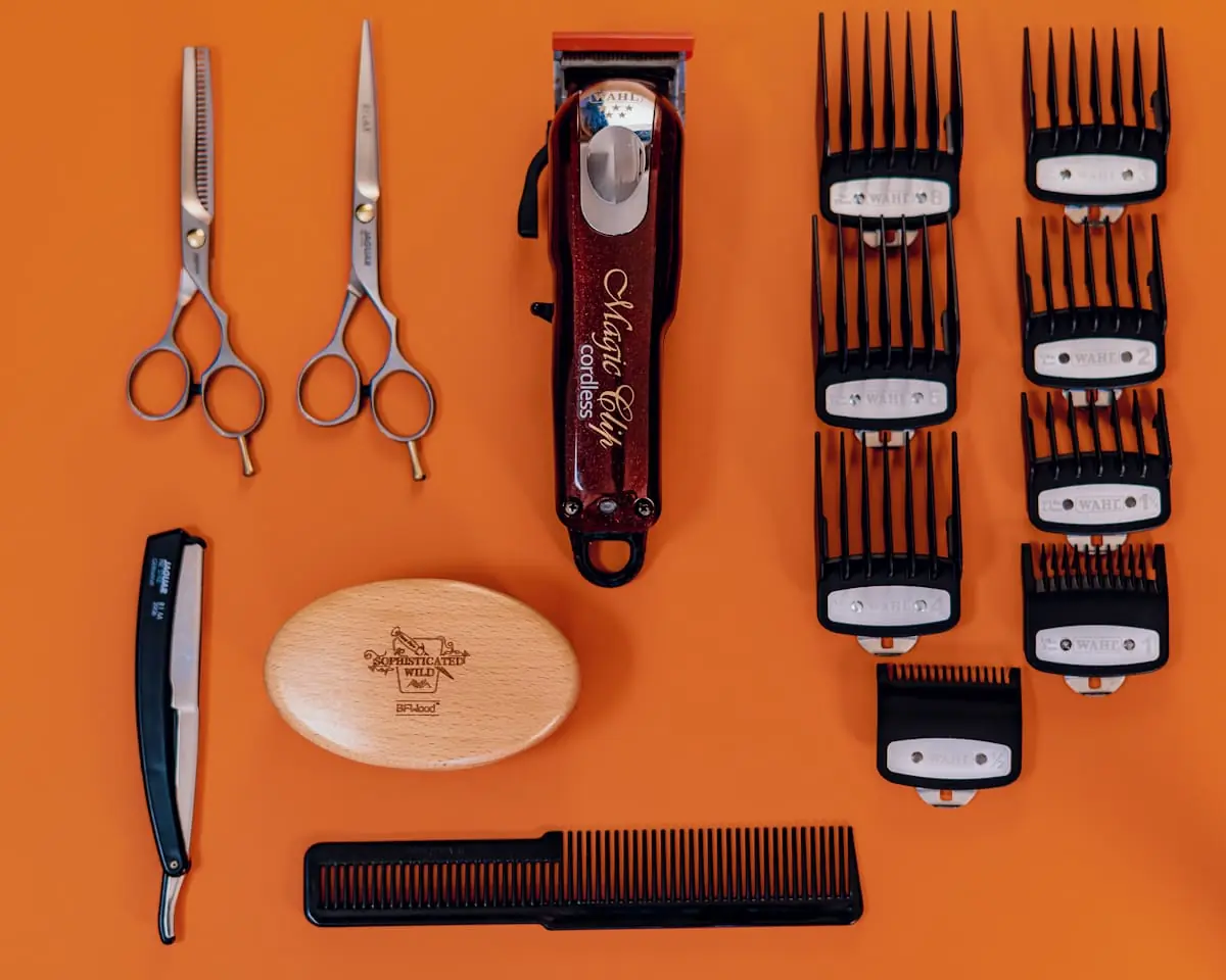 Hair clippers, scissors and barber combs